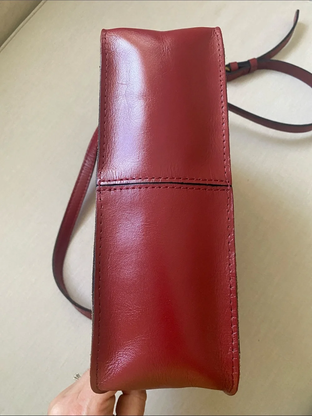 Patricia Nash Vallata Tooled Leather Crossbody Bag Ruby Red Floral 10x8x4